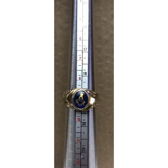 Vintage 14k Yellow Gold Blue Stone Masonic Ring Mason  Vintage  7 Grams Size 9 - Picture 9 of 12